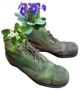 Flowering Plants In Boots-garden-ideas-recycled-material